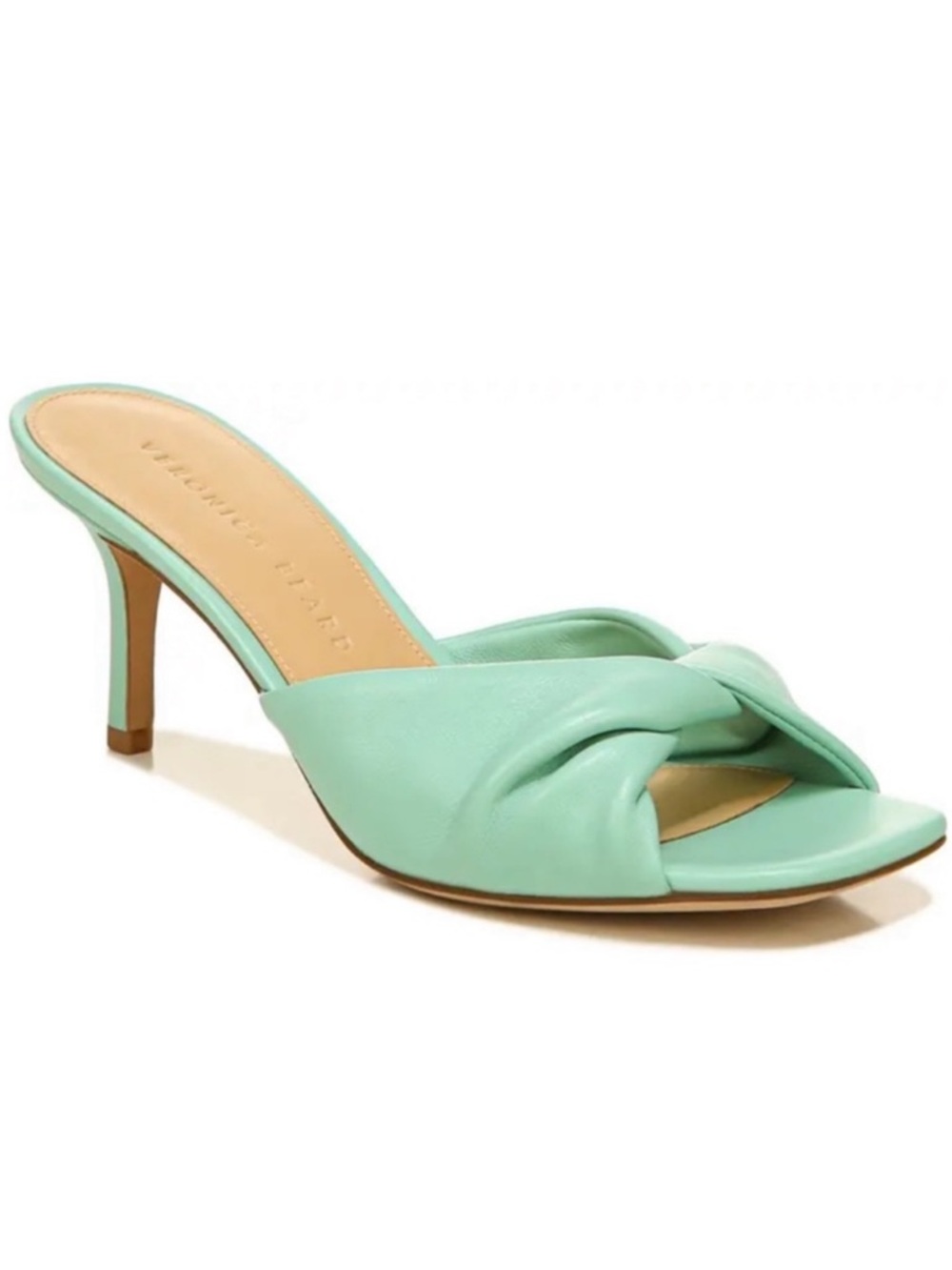 Veronica Beard Melli Twist Slide Sandal Leather Oceanfront Mint Green 7.5M NIB